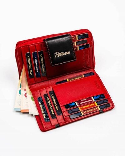 elegancki skórzany portfel damski na zatrzask i suwak - peterson na Arena.pl