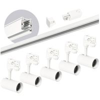 Zestaw szynowy 3 fazowy szyna 2m, 5x Lampa BIAŁY kompletny zestaw