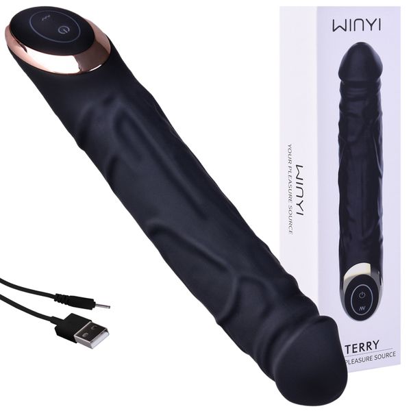 Czarny Wibrator Usb Dla Pań Z Realistyczną Główką zdjęcie 1