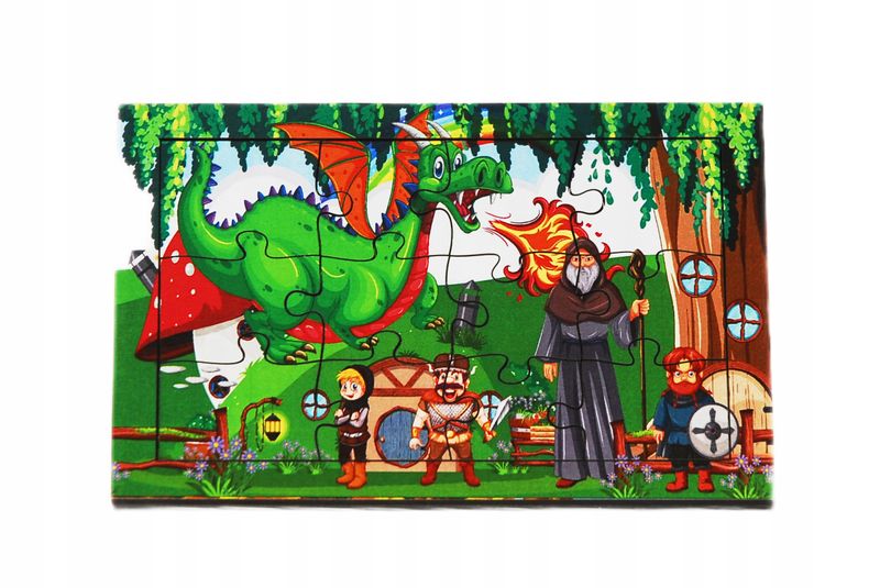 Drewniana kolorowa układanka dla dzieci Zabawka PUZZLE ZWIERZĘTA 12 el zdjęcie 1