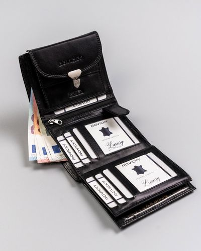 skórzany portfel damski z ozdobnym zapięciem - rovicky na Arena.pl