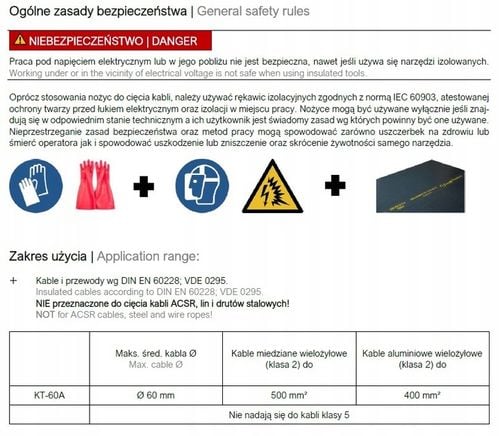 Nożyce zapadkowe do kabli 500 mm2 ENERGOTYTAN KT60 / OBCINAKI DO KABLI na Arena.pl