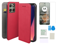 Etui z klapką do MOTOROLA EDGE 70 5G smart magnet czerwony + folia ochronna
