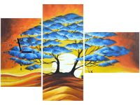 100CM 70CM ZEGAR 3 ELEM ODPOCZYNEK BŁĘKITNYM DRZEWEM ŚCIENNY OBRAZ