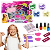 Zestaw do stylizacji paznokci dla dziewczynek lakiery naklejki tipsy brokat