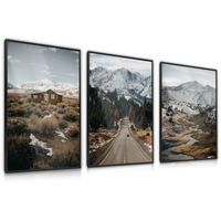 ZESTAW 3x Plakat W Ramie Górskie KRAJOBRAZY 60cm x 80cm