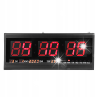 ZEGAR CYFROWY ŚCIENNY LED DUŻY ELEKTRONICZNY DATA TEMPERATUR CICHY 48cm