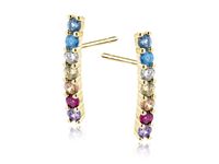 DELIKATNE POZŁACANE SREBRNE PODŁUŻNE KOLCZYKI WKRĘTKI KOLOROWE CYRKONIE