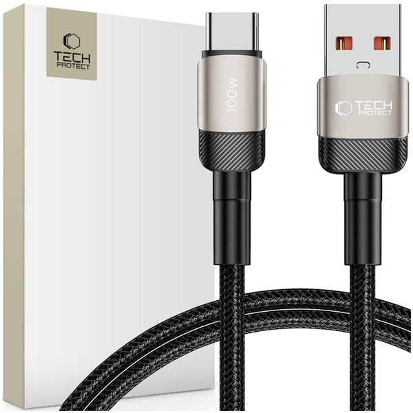tech-protect ultraboost evo type-c cable 100w/5a 100cm titanium zdjęcie 1