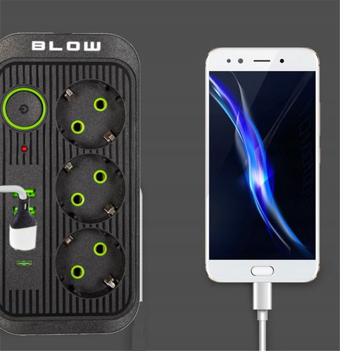 PRZEDŁUŻACZ LISTWA ZASILAJĄCA WŁĄCZNIK 4x USB 3 GNIAZDA 5m USB TYP-C na Arena.pl