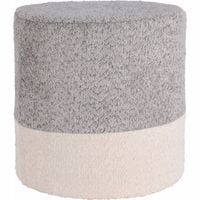 PUFA OKRĄGŁA TAPICEROWANA BOUCLE PODNÓŻEK SZARY DO SIEDZENIA 35 X 34 CM