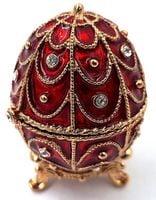 Ekskluzywna metalowa szkatułka z kryształkami - Jajo Fabergé - B0748-17 RD