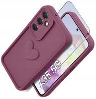 Etui do Samsung A35 5G silikonowe MATOWE serce + Szkło ochronne na ekran 9H