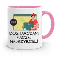 Kubek Różowy Dla Kuriera Dostarczam Najszybciej Z Nadrukiem Ze Zdjęciem