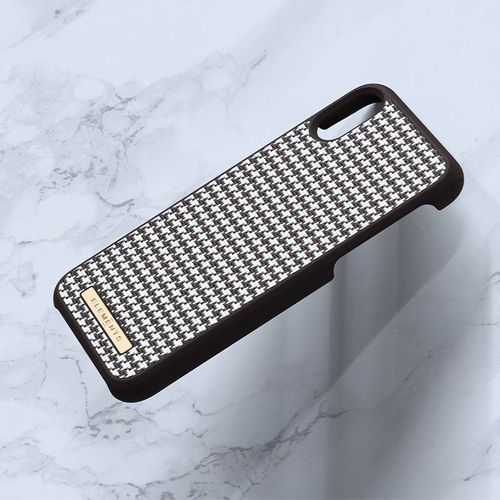 Materiałowe etui iPhone Xs X (Dark Brown Pattern 2) na Arena.pl