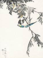 Plakat 15x20cm  Great Tit, Kashu Japoński Vintage do Salonu