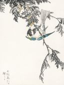 Plakat 15x20cm  Great Tit, Kashu Japoński Vintage do Salonu