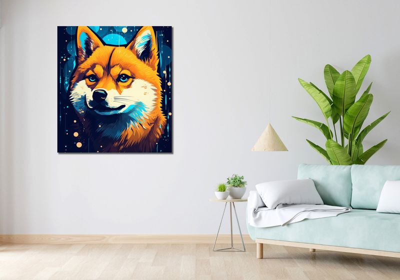 Obraz 90x100cm Lisek w Kosmosie zdjęcie 2