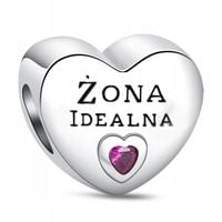 Zawieszka SREBRO 925 Koralik Charms Żona Idealna Serce