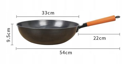 PATELNIA WOK 33CM STALOWY CHIŃSKI GŁEBOKI Z PRZYKRYWKĄ DO DAŃ AZJATYCKICH na Arena.pl