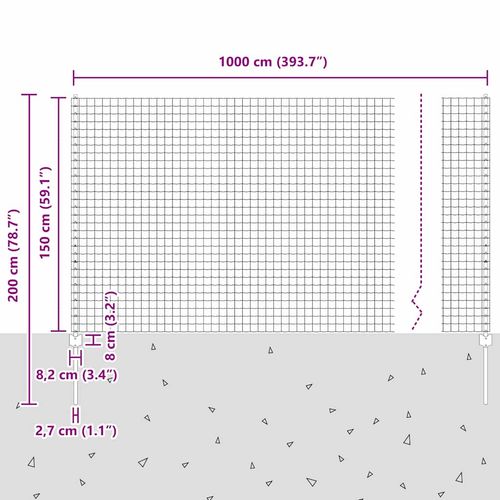 Ogrodzenie z słupkami Srebrny 1.5 x 10 m Stal na Arena.pl