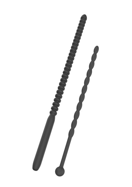 Ribbed Penis Dilator Set 2 Pcs Black zdjęcie 1