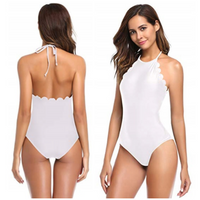 MONOKINI WYSZCZUPLAJĄCE Z FALBANKĄ STRÓJ JEDNOCZĘŚCIOWY KOSTIUM KĄPIELOWY S