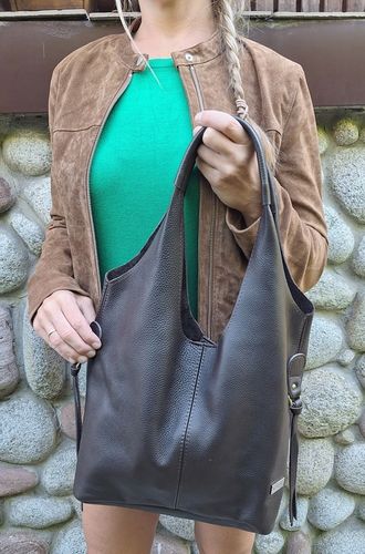 Skórzana Torebka Shopper Skóra Naturalna Włoska Vera Model 2w1 PREMIUM na Arena.pl