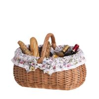 Kosz na zakupy ekologiczny kosz z wikliny z obszyciem 44x30 H 22/30 cm