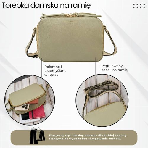 torebka damska skórzana listonoszka na ramię modna zielona na Arena.pl