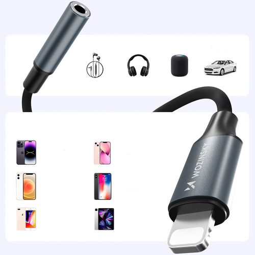 Adapter przejściówka iPhone Lightning - mini jack 3.5mm - czarny na Arena.pl