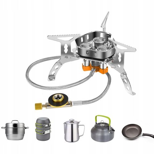 6800W Doskonała MINI kuchenka turystyczna gazowa na kartusze z adapterem na Arena.pl