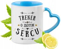 Dla Trenera Kubek Błękitny Z Uszkiem W Kształcie Serca Na Prezent