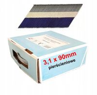 Gwoździe do gwoździarki łączone papierem 3,1x90mm 2000sz pierścieńowe