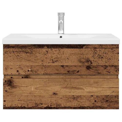 Szafka pod umywalkę z wbudowaną umywalką i baterią Stare drewno na Arena.pl