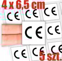 Samoprzylepna Naklejka Certyfikowane Oznaczenie szara CE 4x6,5 cm 5 szt