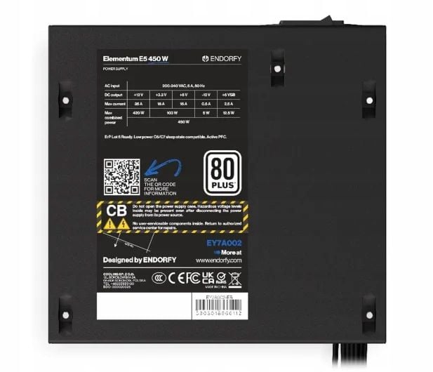 ZASILACZ ENDORFY ELEMENTUM E5 450W ATX 80 PLUS EY7A002 zdjęcie 4
