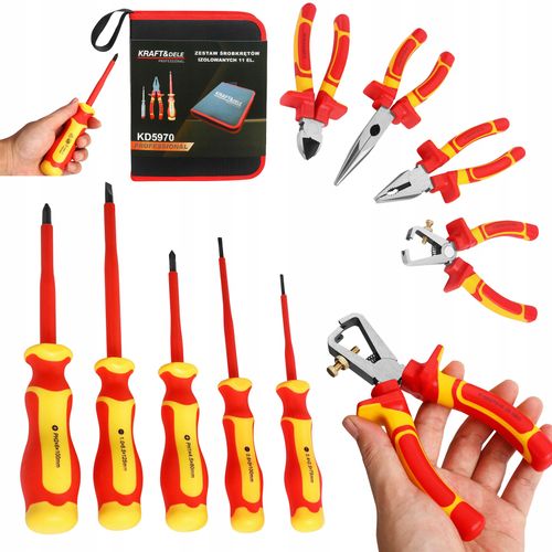 Zestaw Narzędzi Izolowanych Elektryka 11 Elementów do 1000V Kraft&Dele na Arena.pl