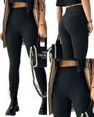 Dopasowane SPODNIE DAMSKIE ELASTYCZNE LEGGINSY CZARNE Modelujące