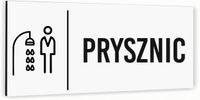 Tabliczka informacyjna PRYSZNIC MĘSKI Aluminium BIAŁA Dibond NADRUK UV