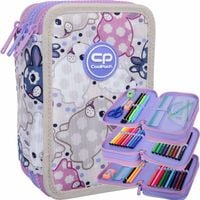 COOLPACK PIÓRNIK SZKOLNY TRZYKOMOROWY WYPOSAŻENIE KREDKI PISAKI KRÓLICZEK