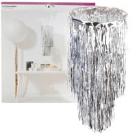 DEKORACJA NA SUFIT ŻYRANDOL SREBRNY FOLIOWY KLOSZ PARTY URODZINY SYLWESTER