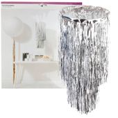 DEKORACJA NA SUFIT ŻYRANDOL SREBRNY FOLIOWY KLOSZ PARTY URODZINY SYLWESTER