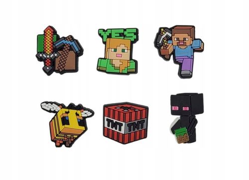 PRZYPINKI PIN ozdoby DO BUTÓW typu CROCS KROKS Minecraft 6szt W1 na Arena.pl