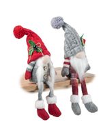 Skrzaty świąteczne para siedzących Mikołajów, ozdoba bożonarodzeniowa 2 szt