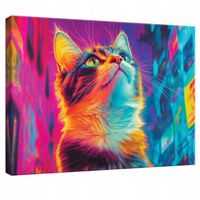 OBRAZ NA PŁÓTNIE ŚCIANĘ KOT ABSTRAKCJA DO POKOJU DZIECIĘCEGO 120x80