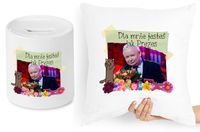 Jarosław Kaczyński Zestaw Poduszka + Skarbonka Z Nadrukiem Ze Zdjęciem