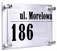Tabliczka ADRESOWA nierdzewna 30x20 dibond plexi + DYSTANSE montażowe
