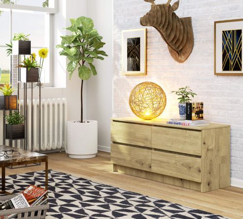 Komoda K 120 cm 4 szuflady - dąb artisan na Arena.pl