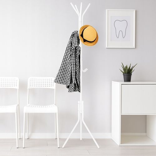 WIESZAK PODŁOGOWY STOJĄCY NA UBRANIA STOJAK METALOWY STABILNY BIALY na Arena.pl